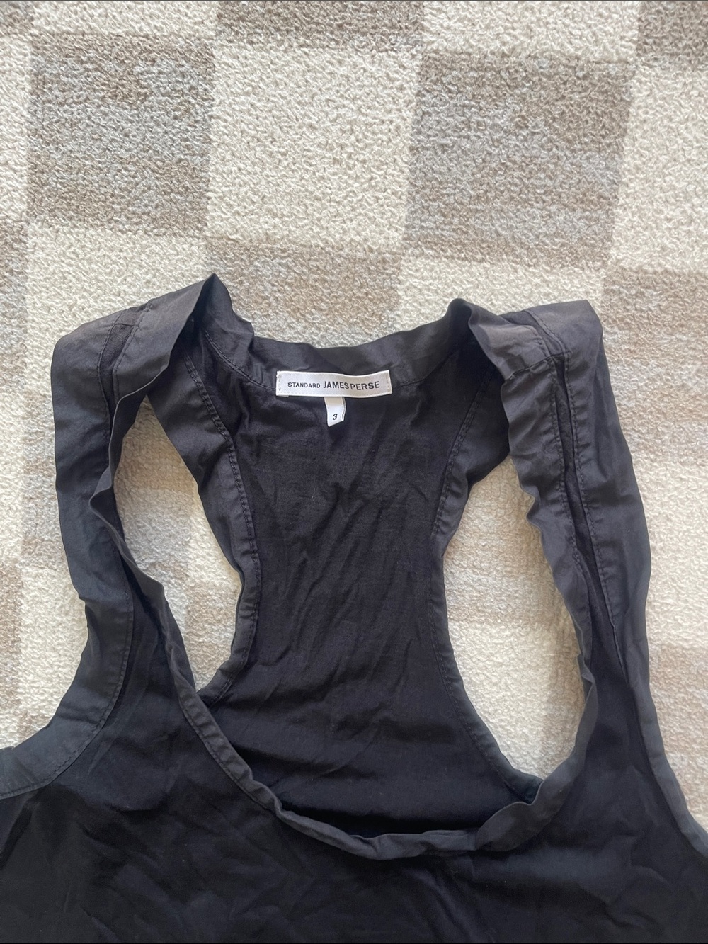 James Perse Black Ruffle Strap Racerback Tank - Picture 3 of 6